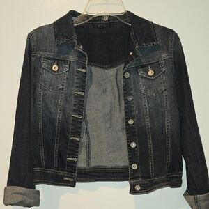 Pripe Dark Blue Denim Cropped Jacket